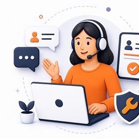 Customer service ticket handling illustration